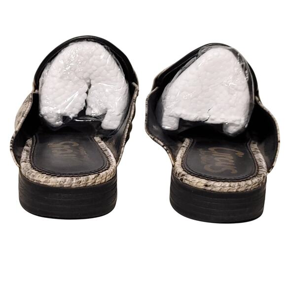 Sam Edelman Circus Hal Faux Snakeskin Flat Slides Close Shoes Cream Black US 6.5 - Picture 4 of 6